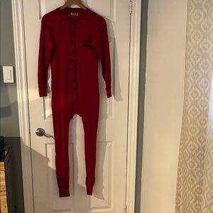 Lazy One Red Button-Up Pajama Onesie